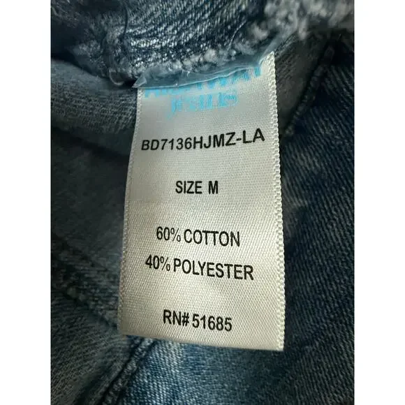 Highway Jeans Star Print Cropped Denim Jacket Women’s Medium Blue Jean Coat - Picture 6 of 8